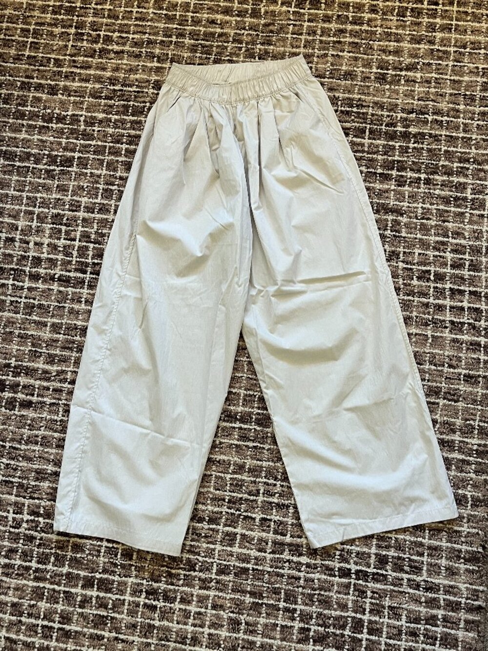 Beige Sporty Parachute Wide Pants Elastic Band Size Medium